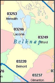 BELKNAP County, New Hampshire Digital ZIP Code Map