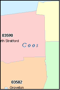 COOS County, NH ZIP Code Map