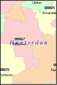 HUNTERDON County, NJ ZIP Code Map