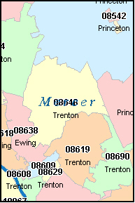 TRENTON New Jersey, NJ ZIP Code Map Downloads
