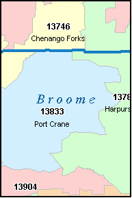 BROOME County, NY ZIP Code Map