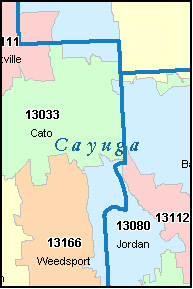 CAYUGA County, NY ZIP Code Map