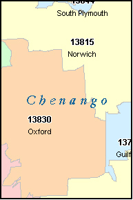 CHENANGO County, NY ZIP Code Map