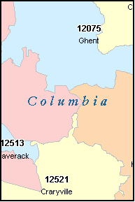 COLUMBIA County, NY ZIP Code Map