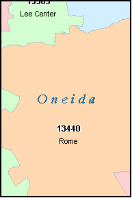 ONEIDA County, NY ZIP Code Map