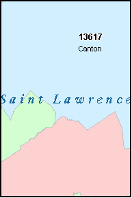SAINT LAWRENCE County, NY ZIP Code Map