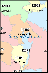 SCHOHARIE County, NY ZIP Code Map