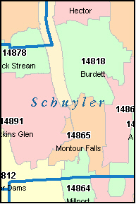 SCHUYLER County, NY ZIP Code Map
