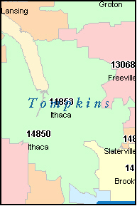 TOMPKINS County, NY ZIP Code Map
