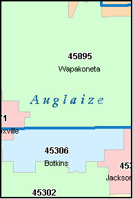 AUGLAIZE County, OH ZIP Code Map