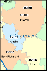 CLERMONT County, OH ZIP Code Map