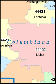 COLUMBIANA County, OH ZIP Code Map