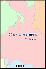 COSHOCTON County, OH ZIP Code Map