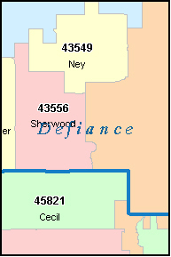 DEFIANCE County, OH ZIP Code Map