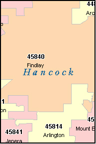 HANCOCK County, OH ZIP Code Map