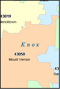 KNOX County, OH ZIP Code Map