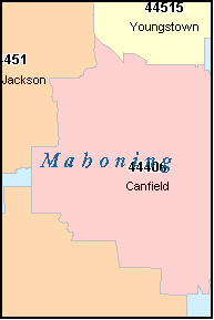 MAHONING County, OH ZIP Code Map