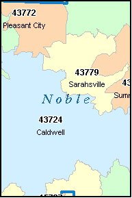NOBLE County, OH ZIP Code Map