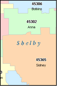 SHELBY County, Ohio Digital ZIP Code Map