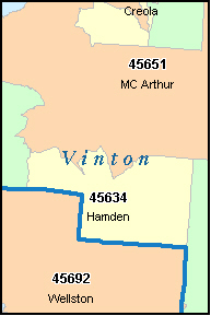 VINTON County, OH ZIP Code Map