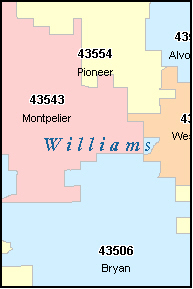 WILLIAMS County, OH ZIP Code Map