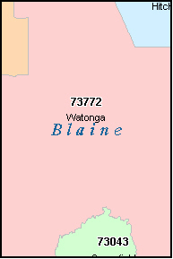 BLAINE County, OK ZIP Code Map