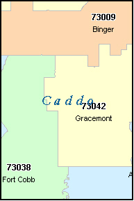 CADDO County, OK ZIP Code Map