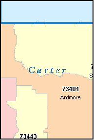 CARTER County, OK ZIP Code Map