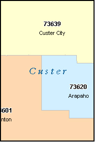 CUSTER County, OK ZIP Code Map