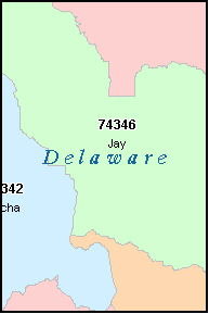 DELAWARE County, OK ZIP Code Map