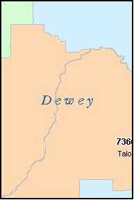 DEWEY County, OK ZIP Code Map