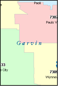 GARVIN County, OK ZIP Code Map