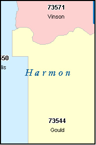 HARMON County, OK ZIP Code Map