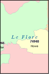 LE FLORE County, OK ZIP Code Map