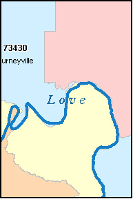 LOVE County, OK ZIP Code Map