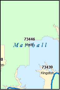 MARSHALL County, OK ZIP Code Map
