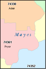 MAYES County, OK ZIP Code Map