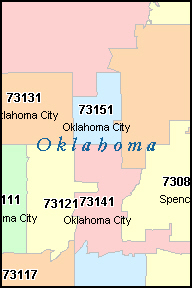 OKLAHOMA County, OK ZIP Code Map