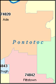 PONTOTOC County, OK ZIP Code Map