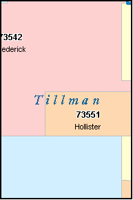 TILLMAN County, OK ZIP Code Map