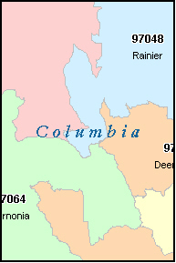 COLUMBIA County, OR ZIP Code Map
