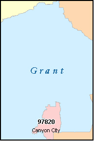 GRANT County, OR ZIP Code Map