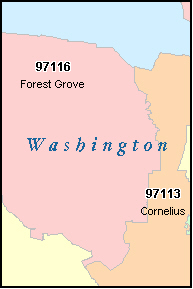 WASHINGTON County, Oregon Digital ZIP Code Map