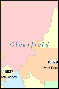 CLEARFIELD County, PA ZIP Code Map