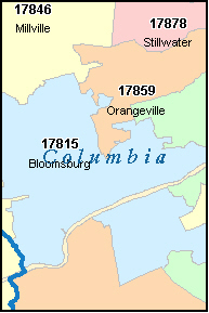COLUMBIA County, PA ZIP Code Map