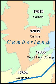 CUMBERLAND County, PA ZIP Code Map