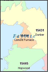 FAYETTE County, PA ZIP Code Map