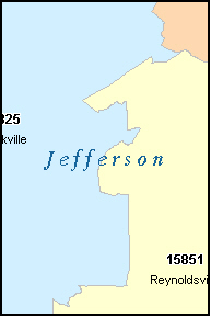 JEFFERSON County, Pennsylvania Digital ZIP Code Map