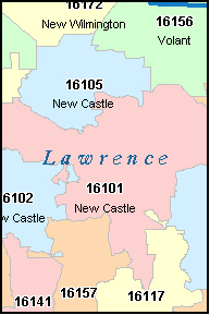 LAWRENCE County, PA ZIP Code Map