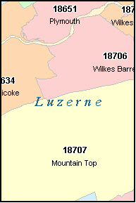 LUZERNE County, PA ZIP Code Map